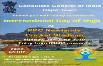 International Day of Yoga celebrations at PPC Newlands Cricket Stadium- Saturday, June 23, 2019